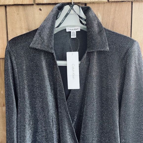 Calvin Klein Black Metallic Blouse - Picture 2 of 7